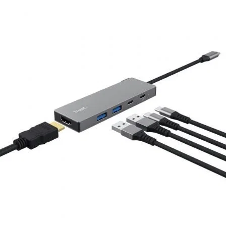 Trust Dalyx Hub 5 en 1 USB-C Gris Trust Dalyx Hub 5 en 1 USB-C Gris